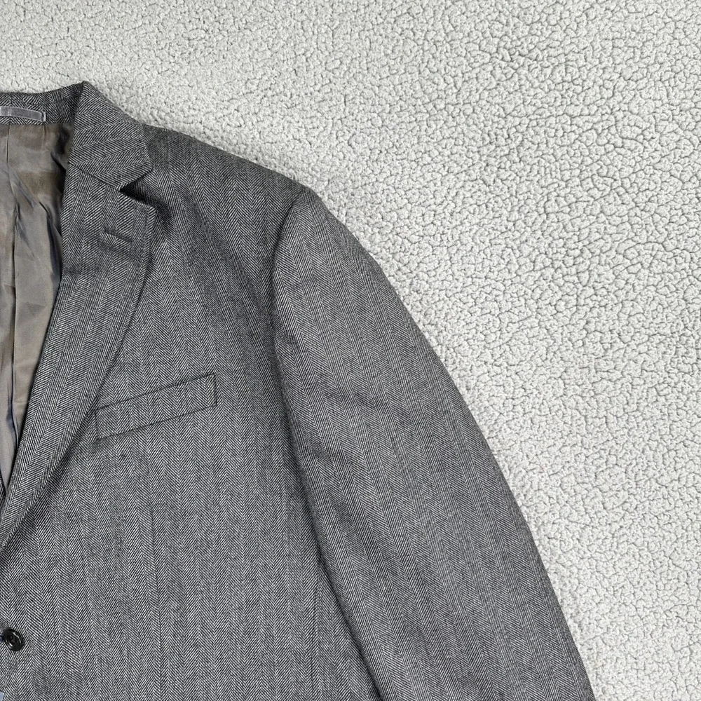 NWT Charles Tyrwhitt Wool Herringbone Blazer Men 50R Grey Classic Fit Jacket